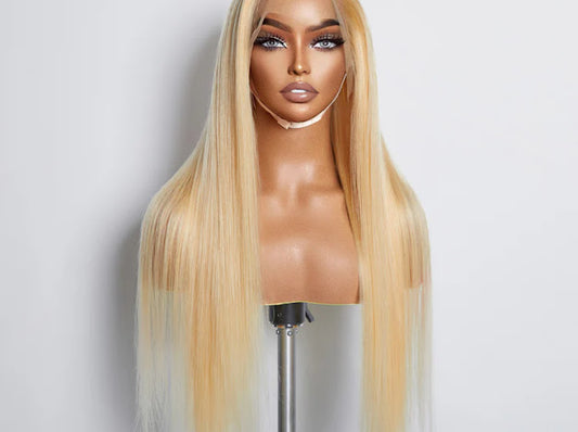 180% Density HD Lace 613 Blonde Seamless Skin Melt Lace 13x4 Frontal Lace Straight Wig